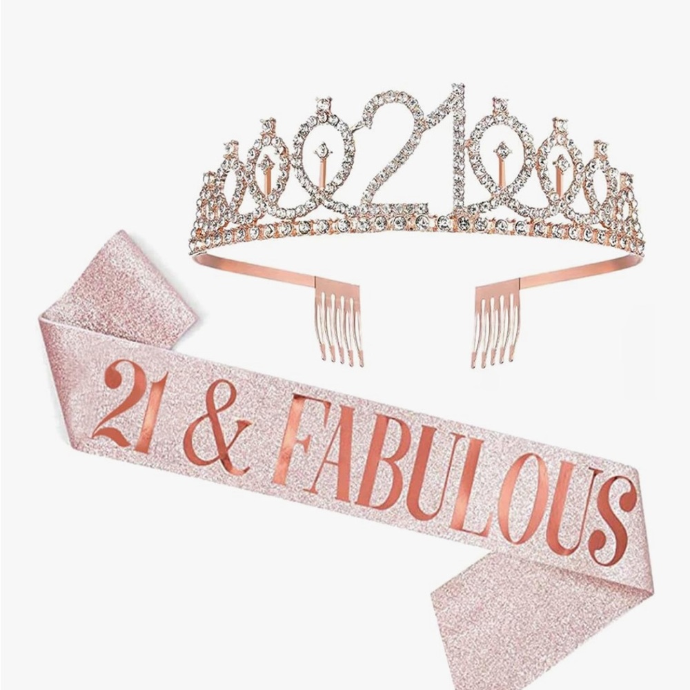 21st Birthday Tiara and Sash Set